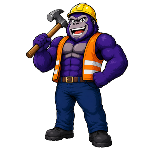 ハンマーを持ったゴリラのキャラクター