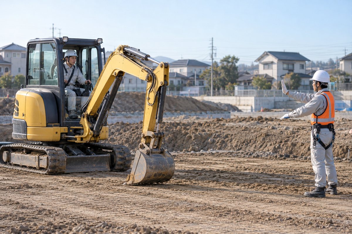 土木工事の現場で働く重機オペレーター